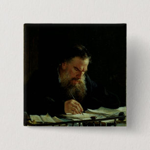 Portrait of Lev Tolstoy 15 Cm Square Badge