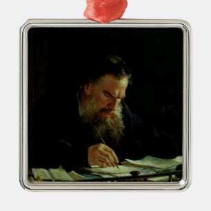 Portrait of Lev Tolstoy Metal Tree Decoration