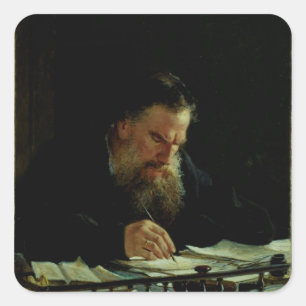 Portrait of Lev Tolstoy Square Sticker