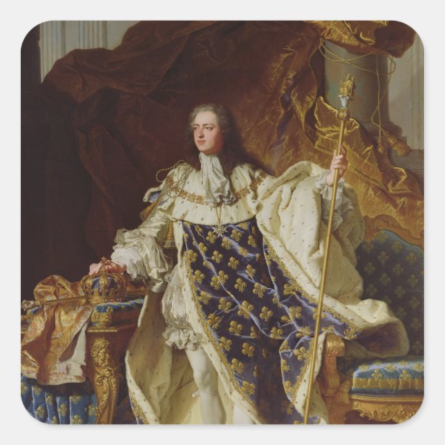 Portrait of Louis XV in his Coronation Robes Square Sticker (Front)