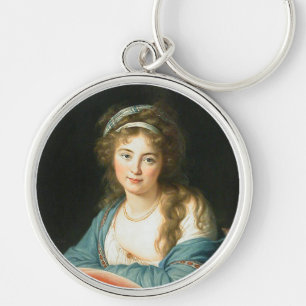 Portrait of Lovely French Lady Key Ring