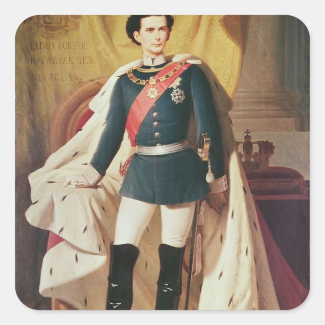 Portrait of Ludwig II of Bavaria in uniform Square Sticker (Front)