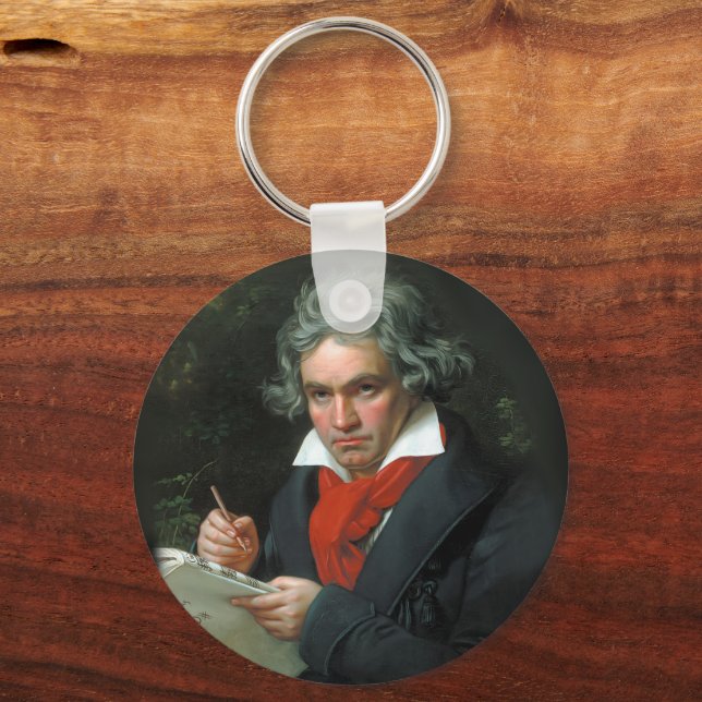 Portrait of Ludwig van Beethoven Classical Music Key Ring (Front)