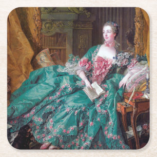 Portrait of Madame Pompadour, Boucher Square Paper Coaster
