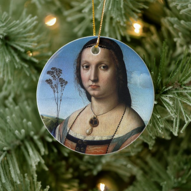 Portrait of Maddalena Doni by Raphael Sanzio Ceramic Tree Decoration (Tree)