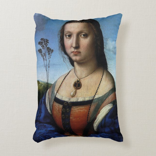 Portrait of Maddalena Doni by Raphael Sanzio Decorative Cushion (Front(Vertical))