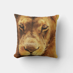 Portrait of male African lion. Cushion