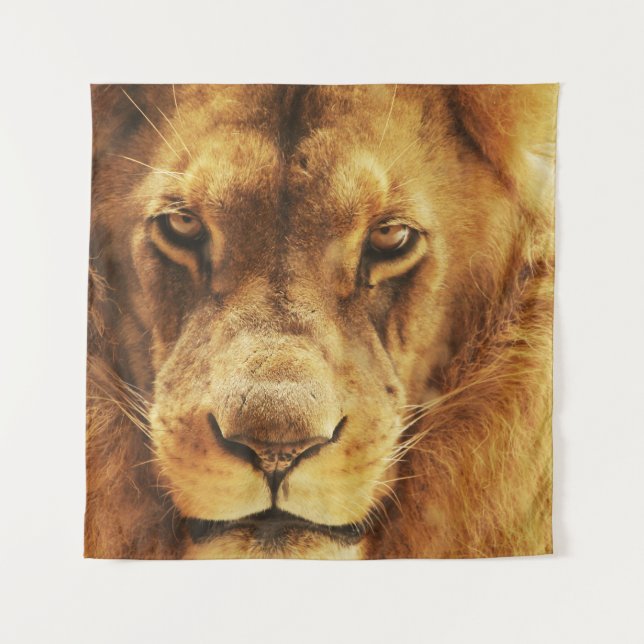 Portrait of male African lion. Tapestry (Front)