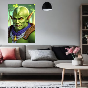 Portrait of man orc elf hybrid   AI Art Poster
