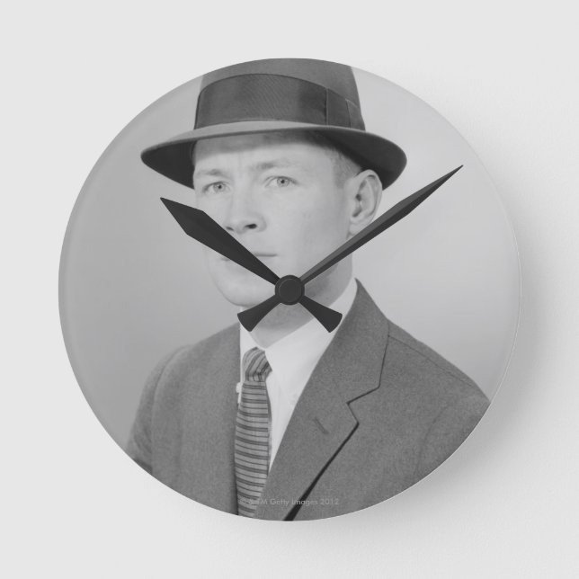 Portrait of Man Round Clock (Front)
