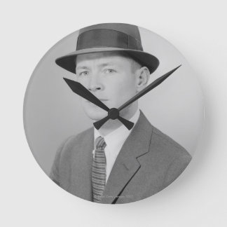 Portrait of Man Round Clock