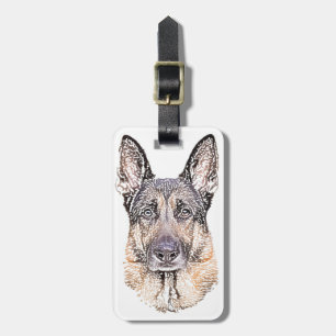 Portrait of Man's Best Friend German Shepherd Dog Luggage Tag