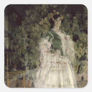 Portrait of Maria Kusnetso va-Benois as Carmen Square Sticker