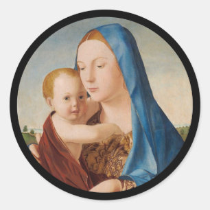 Portrait of Mary Holding  Baby Jesus Classic Round Sticker