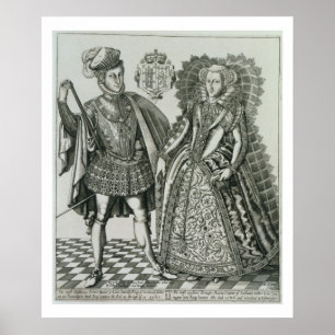 Portrait of Mary, Queen of Scots (1542-87) and Hen Poster