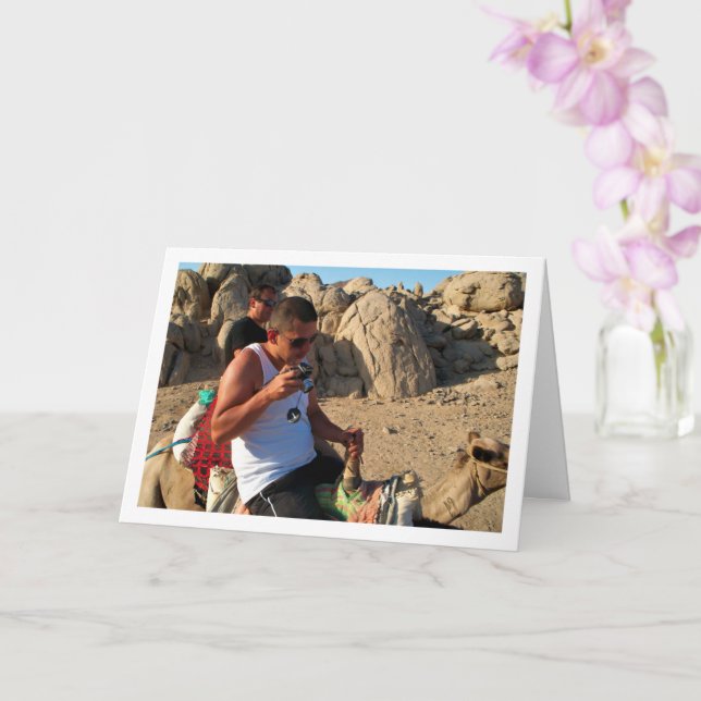 Portrait of Men on Camels Card (Orchid)
