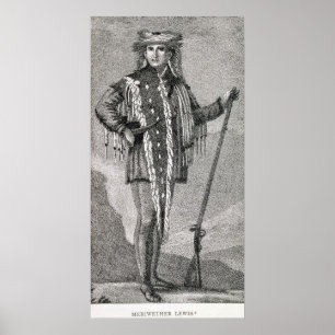 Portrait of Meriwether Lewis engraved Poster