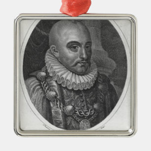 Portrait of Michel de Montaigne Metal Tree Decoration