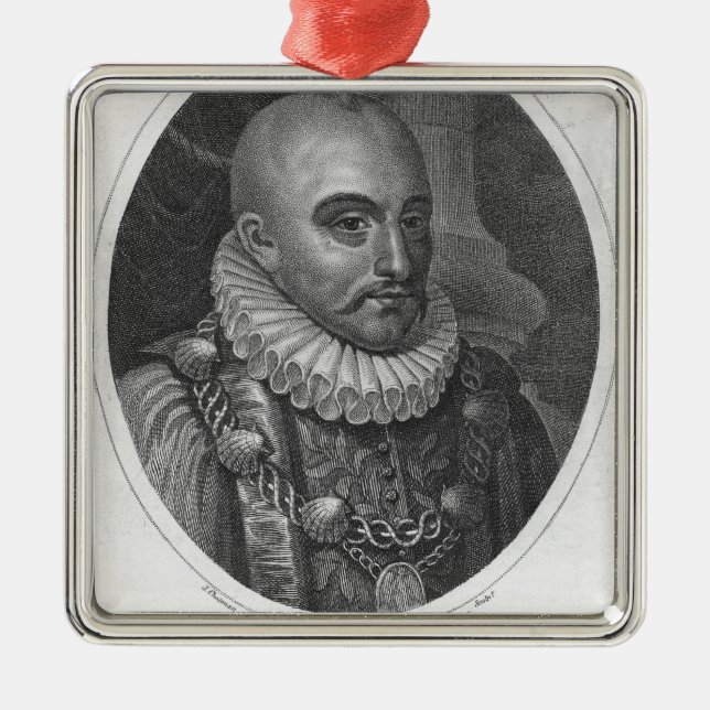 Portrait of Michel de Montaigne Metal Tree Decoration (Front)