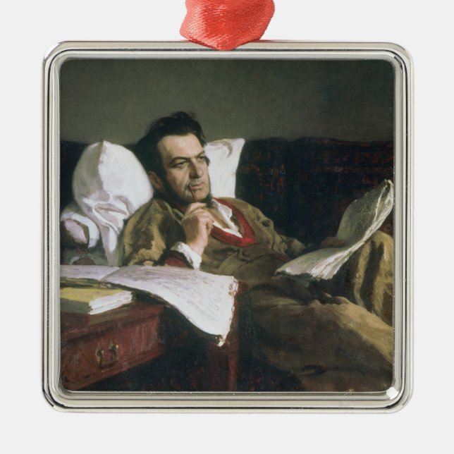 Portrait of Mikhail Glinka Metal Tree Decoration (Front)