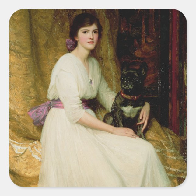 Portrait of Miss Dorothy Dicksee Square Sticker (Front)