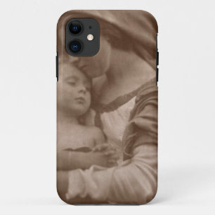 Portrait of mother and child (sepia photo) iPhone 11 case