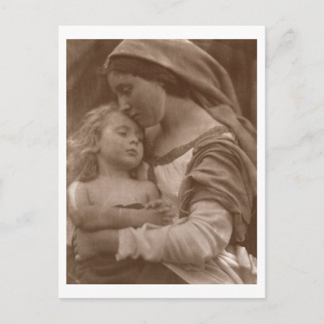 Portrait of mother and child (sepia photo) postcard (Front)
