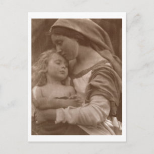 Portrait of mother and child (sepia photo) postcard
