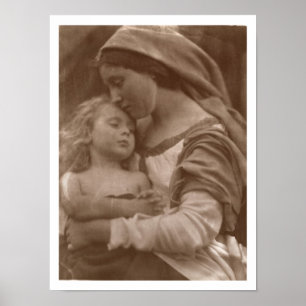 Portrait of mother and child (sepia photo) poster