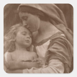 Portrait of mother and child (sepia photo) square sticker