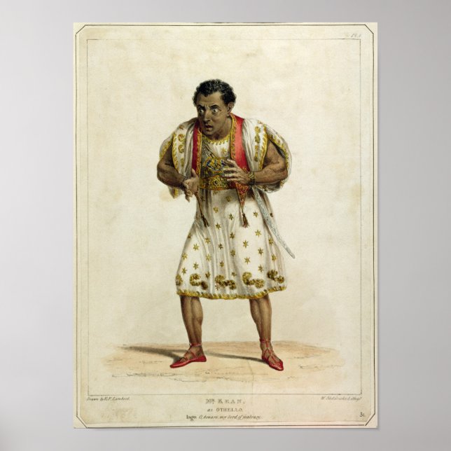 Portrait of Mr Edmund Kean  as Othello Poster (Front)