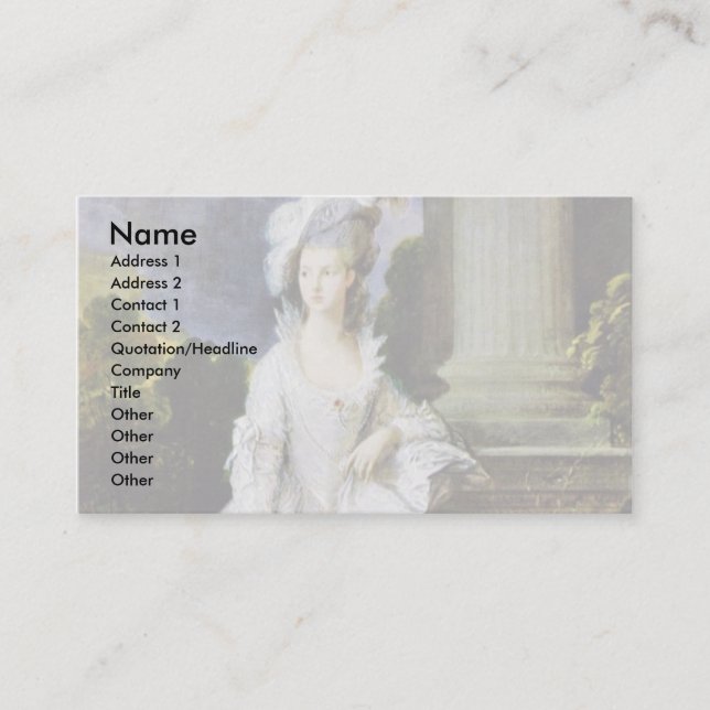 Portrait Of Mrs. Thomas Graham By Thomas Gainsboro Business Card (Front)