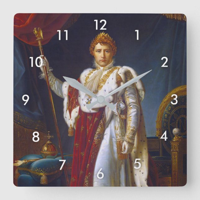 Portrait of Napoleon Bonaparte, Francois Gérard Square Wall Clock (Front)