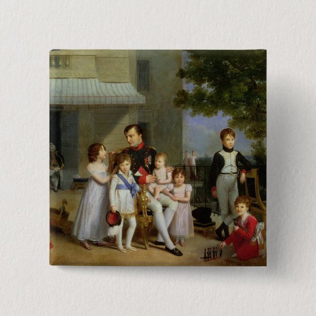 Portrait of Napoleon Bonaparte  with his Nephews 15 Cm Square Badge (Front)