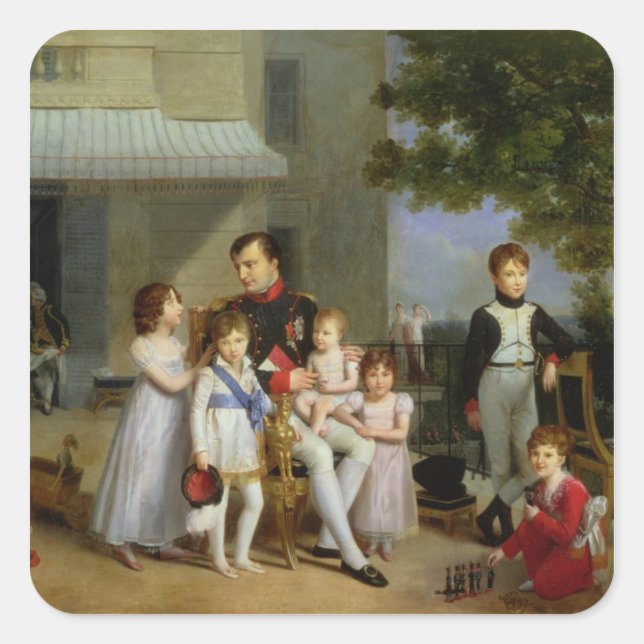 Portrait of Napoleon Bonaparte  with his Nephews Square Sticker (Front)
