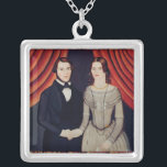 Portrait of Newly-weds Silver Plated Necklace<br><div class="desc">American School's Portrait of Newly-weds located at the American Museum,  Bath,  Avon,  UK. The Portrait of Newly-weds was created around the 19th century.</div>