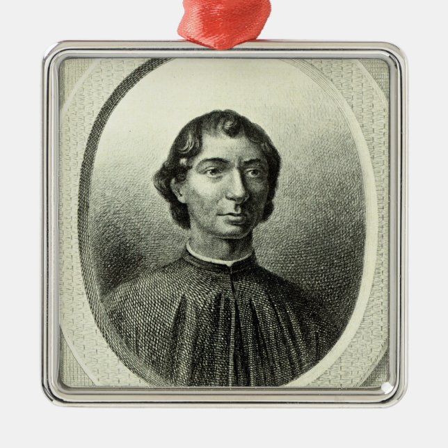 Portrait of Niccolo Machiavelli Metal Tree Decoration (Front)