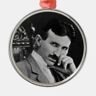 Portrait of Nikola Tesla Metal Tree Decoration