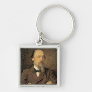 Portrait of Nikolay Alekseyevich Nekrasov, 1877 Key Ring