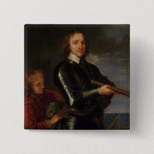 Portrait of Oliver Cromwell 15 Cm Square Badge (Front)