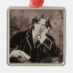 Portrait of Oscar Wilde (1854-1900), 1882 (b/w pho Metal Tree Decoration