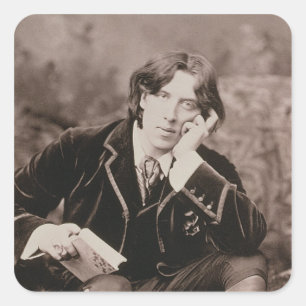 Portrait of Oscar Wilde (1854-1900), 1882 (b/w pho Square Sticker