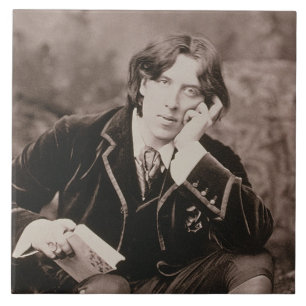 Portrait of Oscar Wilde (1854-1900), 1882 (b/w pho Tile