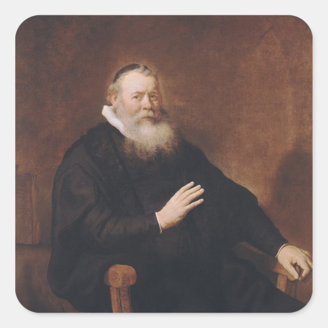 Portrait of Pastor Eleazer Swalmius, 1637-42 Square Sticker (Front)