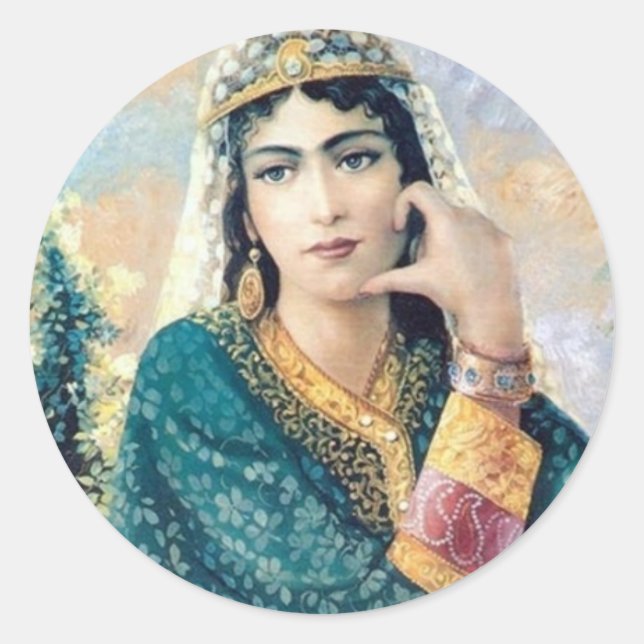 Portrait of Persian woman Classic Round Sticker (Front)