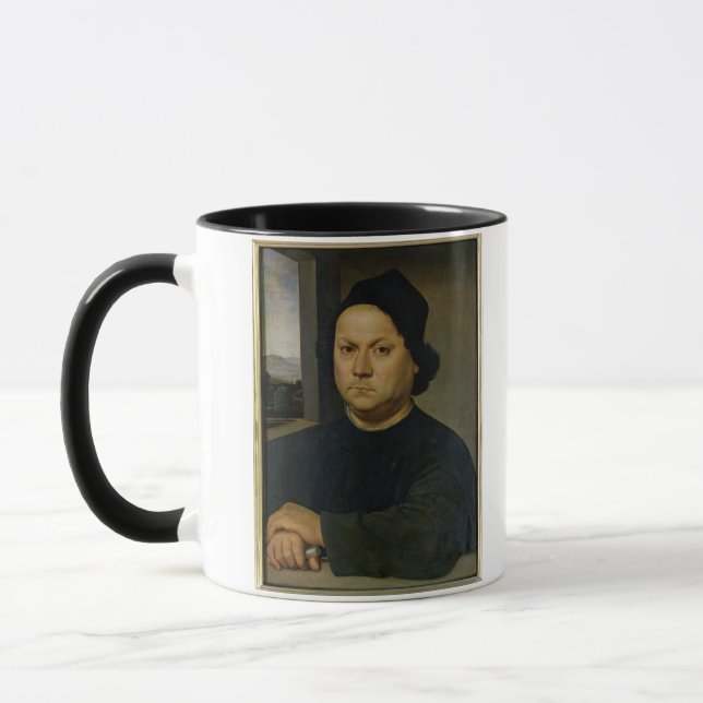 Portrait of Perugino, c.1504 (tempera on wood) Mug (Left)