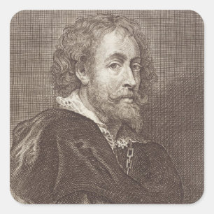 Portrait of Peter Paul Rubens (1577-1640) plate 30 Square Sticker