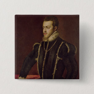 Portrait of Philip II  of Spain 15 Cm Square Badge