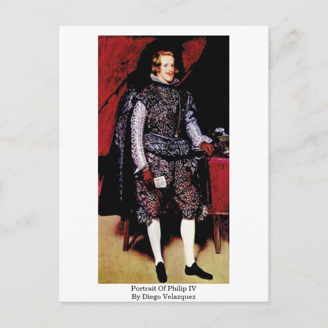 Portrait Of Philip Iv By Diego Velazquez Postcard (Front)