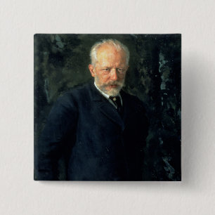 Portrait of Piotr Ilyich Tchaikovsky 15 Cm Square Badge